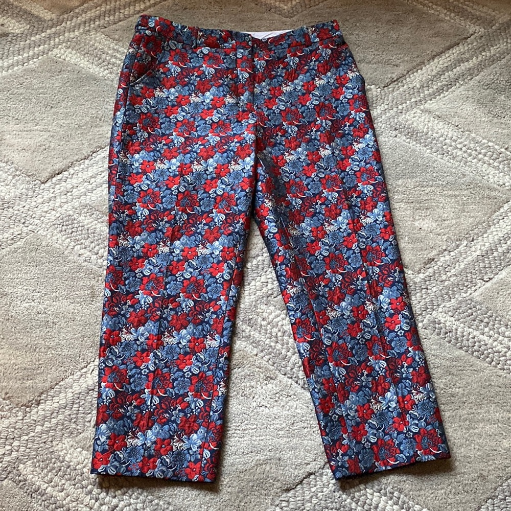 BCBG maxazria flower print cropped work pants size 8